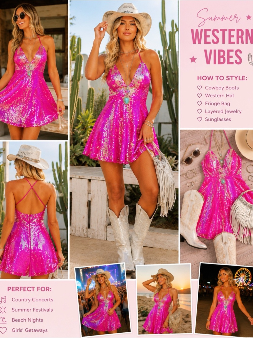 SOUTHERN FRIED CHICS Hot Pink Sequins Mini Dress
